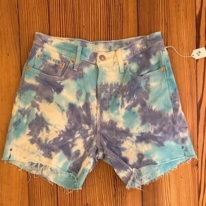 Levi's Blue and White Tie-Dye Jean Shorts